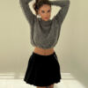 Beautiful oversized women's Lily Gray sweater made of soft wool in a beautiful gray color