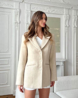 Excellent woolen jacket for women Chelsea Beige. Suiting, feminine style. Lovin