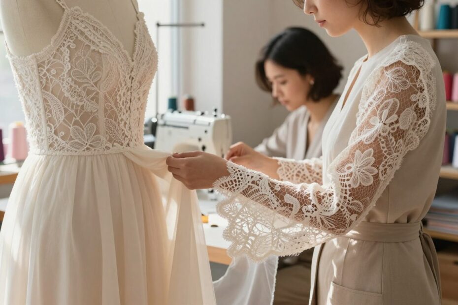 Jak doszyć koronkowe rękawy do sukienki