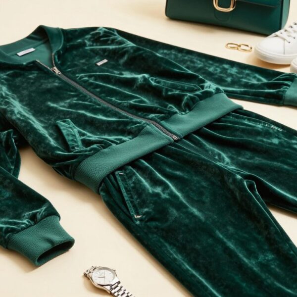 Dres welurowy zielony