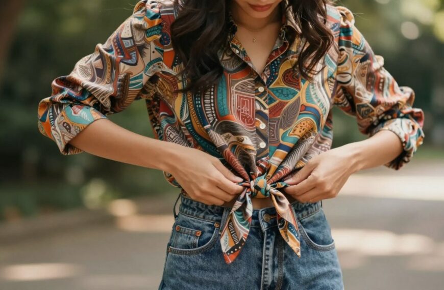 Jak zawiązać bluzkę na dole – modne wiązania, które podkreślają talię