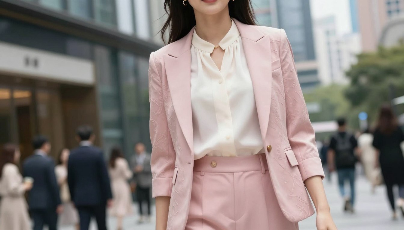 Jaka bluzka do różowego garnituru