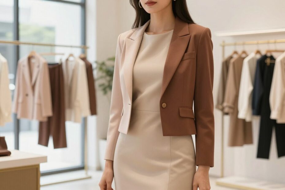 Jaki żakiet do beżowej sukienki