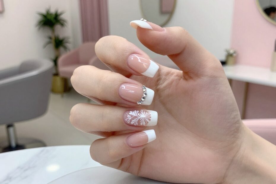 Manicure francuski ze zdobieniami