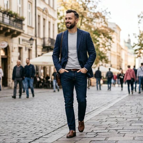 Swobodna elegancja na co dzień z marynarką sportową męską